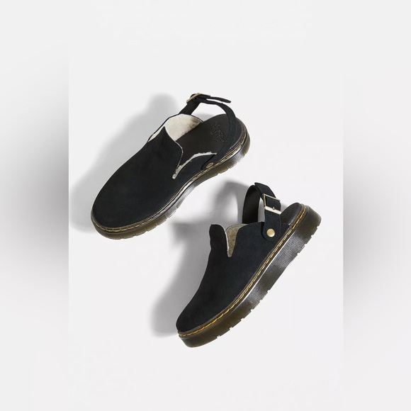 Dr. Martens Shoes - Dr. Martens Black Suede Lined Carlson Slingback Mules